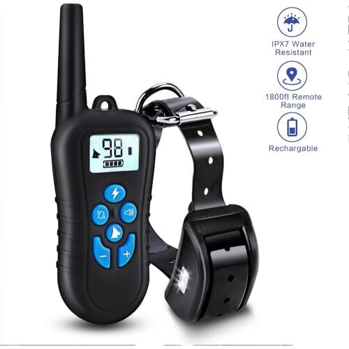 Electronic Dog Training Collar Remote Anti-bark Rechargeable Waterproof Beep Vibrate Shock Pet Remote Controller for All Dogs