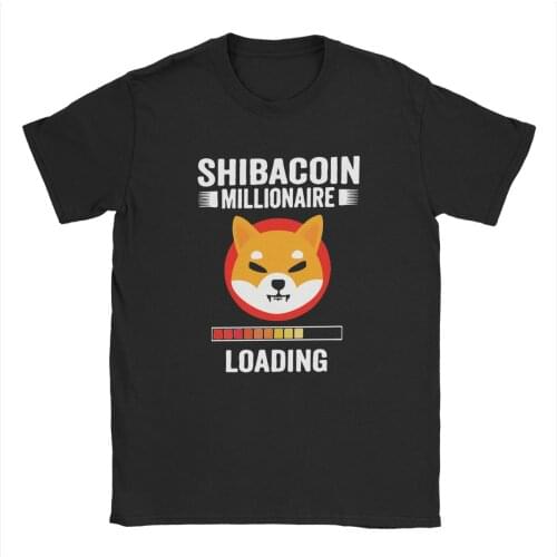 Shiba Inu Coin Millionaire Hodl Shib Token Crypto T-Shirts Men Vintage Pure Cotton Tee Round Collar T Shirt Gift Idea Clothes