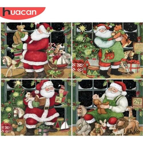 HUACAN Oil Painting By Numbers Santa Claus Drawing On Canvas Coloring By Number For Children Christmas Unique Gifts