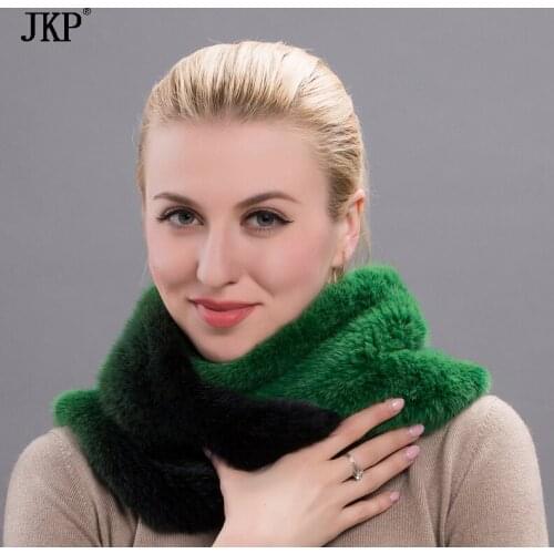 JKP Autumn And Winter Natural Mink Fur Woven Scarf Female Lleather Mink Fur Collar Scarf Thick Warm Round Neck Fashion HW-06