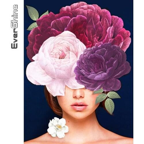 Evershine Diamond Painting Woman New Arrival Diamond Embroidery Flower Cross Stitch Mosaic Picture Of Rhinestones Wall Decor