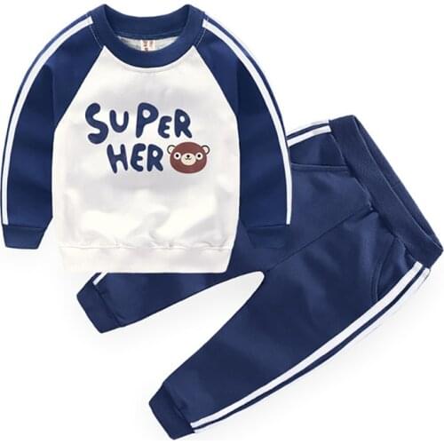 ZWY1177 Children Boys Girls Cotton Clothing Sets Fashion Baby T-shirt Pants 2Pcs/Sets Spring Autumn Formal Toddler Tracksuits