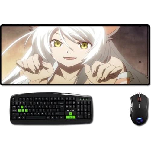 Mairuige Anime Mousepad Monogatari Neko Tsubasa Monster Cute Girl Big Table Mats Pc Game Pad Anti-skid Wear Soft Desk Mats