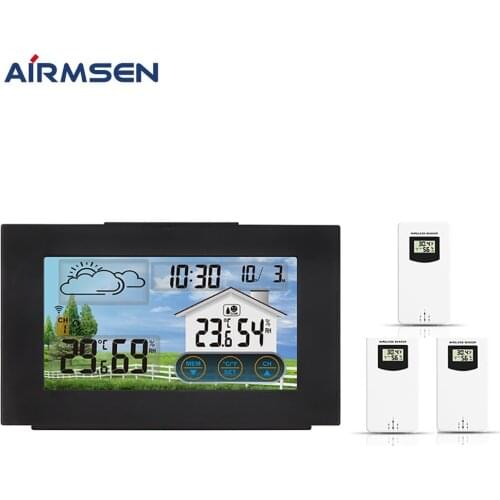 Weather Station Wireless Indoor Outdoor Sensor Touch Screen Digital Thermometer Hygrometer Weather Forecast Snooze Alarm Clock