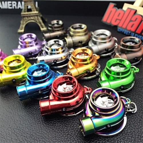 Mini Turbo Turbocharger Keychain Spinning Turbine Key Chain Ring Keyring With light Keyfob Car Keyring Car Interisor Accessorie
