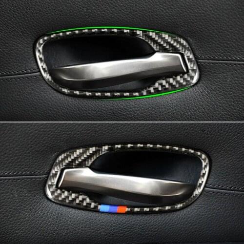 Carbon Fiber Car Interior Door Handle Pull Frame Cover Sticker Trim For BMW 5 Series E60 E61 2004 2005 2006 2007 2008 2009 2010