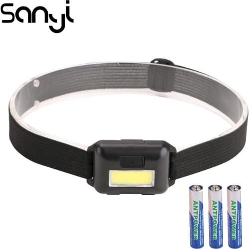 SANYI 2000 LM Mini Headlight Flashlight 3 Modes Head Torch Powered by 3*AAA Battery COB LED Super Bright Headlamp for Camping