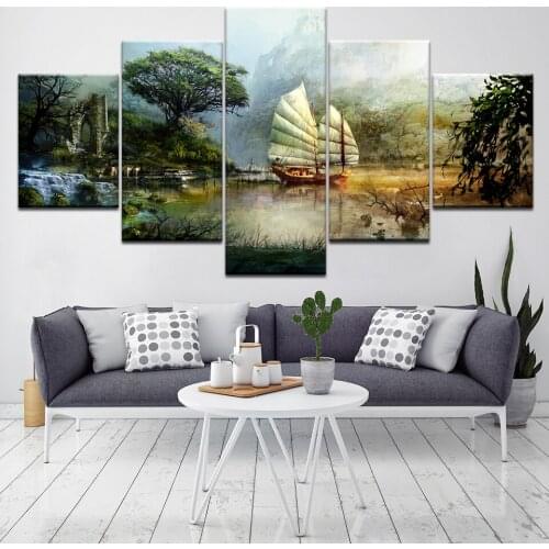The guild wars 5 Piece Wall Art Canvas Print modern Poster Modular art painting for Living Room Home Decor