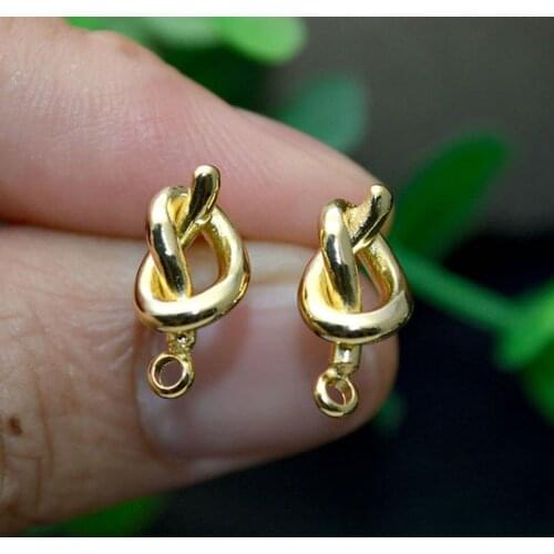 New Design Tie Shape Gold Plating Metal Copper Stud Earrings Hooks Fashion Women Jewelry Making Findings 20pairs/lot