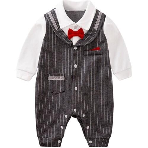 Newborn Baby Clothing 2021 Autumn Gentleman Rompers 0-12M Infnat Boys Cotton Jumpsuit Long Sleeves Male Bebe Body Clothes