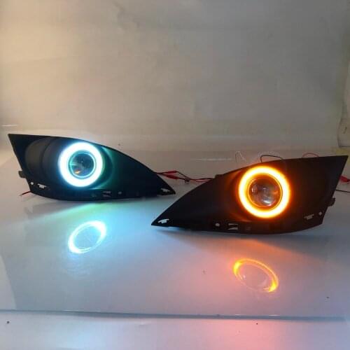 Osmrk fog lamp driving light assembly for Mazda 6 Atenza 2010-2013 (GH) 2 cob angel eye led daytime running lights turn signal