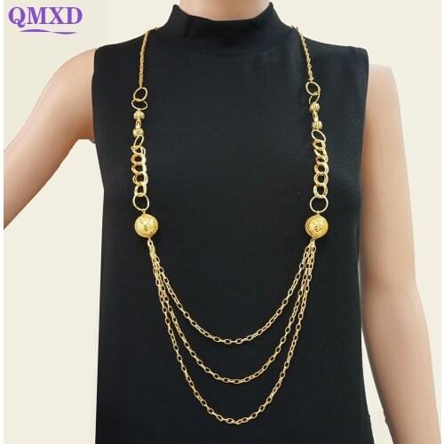 Necklace For Women Charm Necklace Choker Vintage Round long Necklace Metal Pendant Long Chain Necklace Party Wedding Neclace