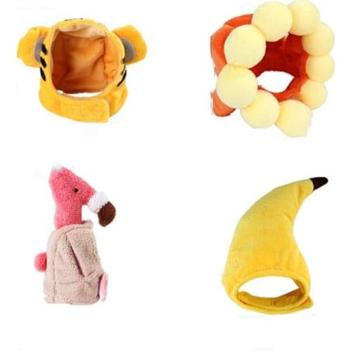 Cute Dress Up Animals Shape Plush Cat Headband Hat Pet Accessories Wigs Funny Dog Sun Flower Lucky Headdress Wig Cat Hood Hats