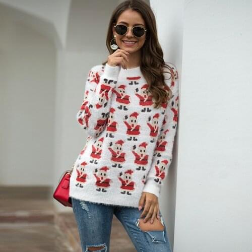 Christma Snowman Pullovers Women Soft Autumn O-Neck Sweaters Chic Daily Tops Womens Pullover Sweet Student Knitted Loose Outwear