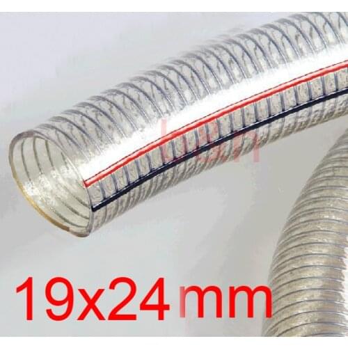 19x24 19mm ID 24mm OD PVC Wire enhanced tube Transparent clear oil-conveying pipe drain hose Non-toxic anti-freeze acid alkali