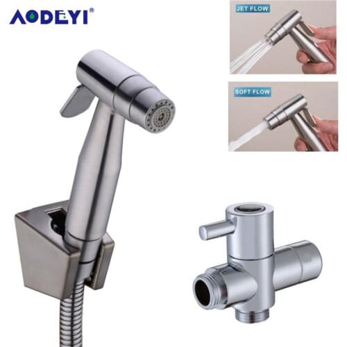 AODEYI 2 Function 304 Stainless Steel Toilet Hand Held Bidet Spray Bathroom Shattaf Sprayer Jet Douche Kit Diverter Hose