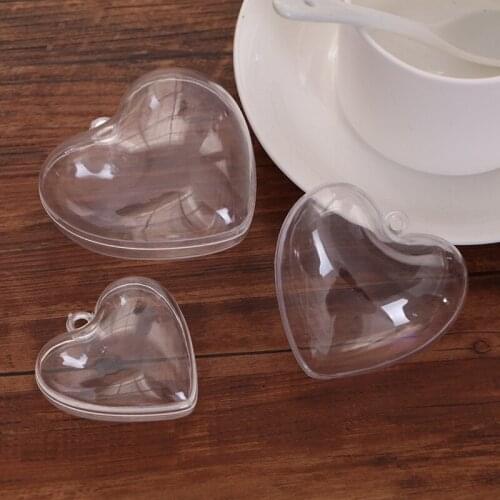Romantic Heart Shape Transparent Plastic Balls Gift Candy Box Fillable Ball Party Christmas Tree Decoration 5pcs
