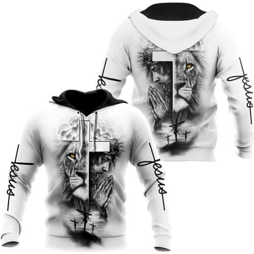 Lion God Jesus Tattoo 3D All Over Printed Unisex Deluxe Hoodie Men Sweatshirt Streetwear Zip Pullover Casual Jacket Tracksuit