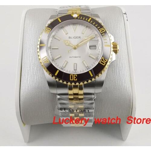 40mm bliger Luxury watch white dial Luminous ;saphire glass;stainless steel Strap mens Automatic Mechanical Watches-BA216