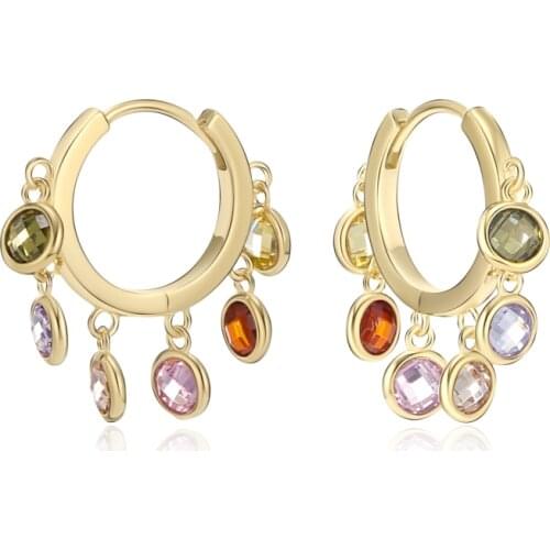 Colorful Cubic Zirconia Beads Stud Earrings Women Lady Birthday Party Present Brincos New Arrival