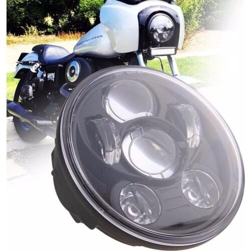 Led 5-3/4" 5.75" LED Projection Moto Headlight For Harley Sporster XL 1200 883 Dyna Glide Fat Bob Street Bob