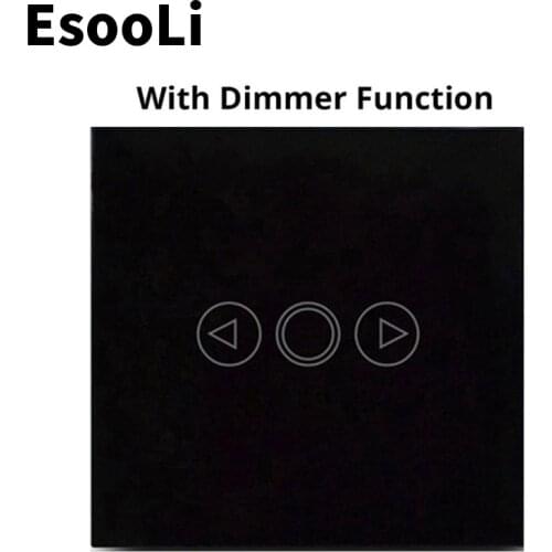 Esooli Black EU/UK Standard LED light Touch Switch Touch Sensor Wall Power Touch Screen power switch Glass Panel wireless switch