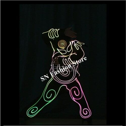 TC177-1 Programmable ballroom dance costumes robot men stage show wears cloth dj group bar club performance party event RGB suit