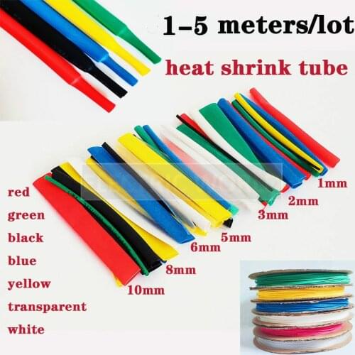 Heat Shrinkable tube 1-5 Meters Black 1 2 3 5 6 8 10mm Diameter Heatshrink Tubing DIY Connector Repair Tube Sleeving Wrap Wire