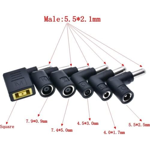 DC universal adapter 5.5*2.1mm male socket to 5.5x2.5 4.0x1.7 7.9x0.5mm female plug Right Angle 90 degree power connector