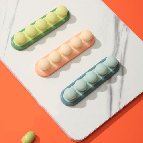 Cable Management Cartoon Pea Silicone Device Self-adhesive Winder Wire Organizer Charging Cable Storage Accessories