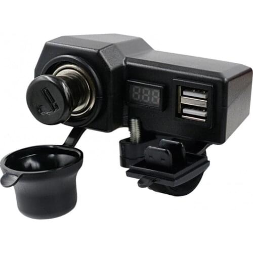 Dual USB Car Charger Socket Waterproof Power Outlet 12V/24V LED Digital Display for Car Boat Marine Motorcycle