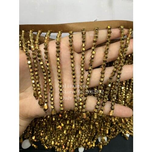 Stock 10yard/bag 10cm 3 color diamond beaded tassel ribbon for fashion dress stage home decoration ym148
