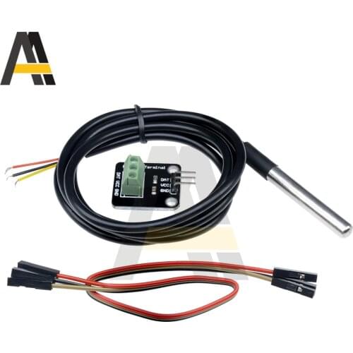 1pcs Waterproof DS18B20 temperature probe temperature sensor Stainless steel package 1 meter wire (DS18B20)