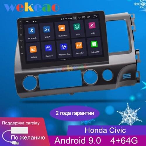 Wekeao Touch Screen 10.1'' 1 Din Android 9.0 Car Dvd Multimedia Player For Honda Civic Car Radio GPS Navigation 2006-2011 WIFI