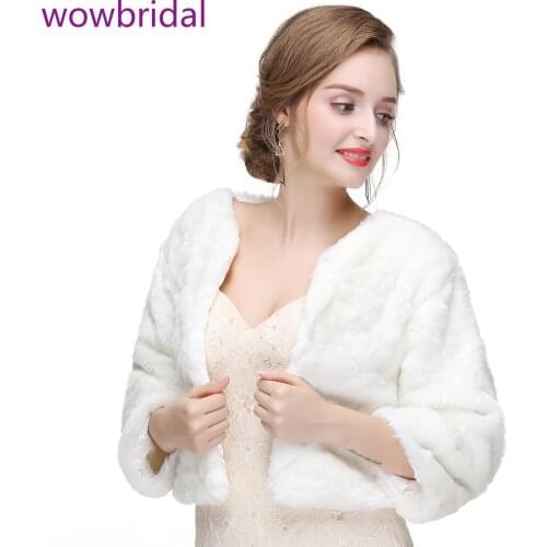 WOWBRIDAL Warm Faux Fur Winter Bridal Cape Wedding Cloaks Party Wraps Jacket Wrap Boleros De Encaje Boleros De Mujer