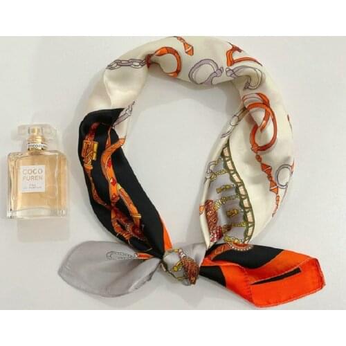 Yishine 2021 70x70cm Geometric Figure Chain Print Square Scarf Women Bandana Hairband Lady Head Wraps Female Shawl Neckerchief