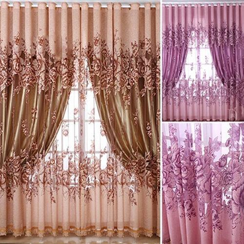 Home Door Window Balcony Modern Luxury Flower Printed Sheer Tulle Voile Curtain Fashion