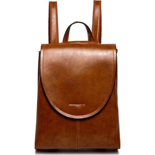 Genuine Leather Women Backpacks Burnished Leather Vintage Female Backpack Soft Cowhide Travel Bags