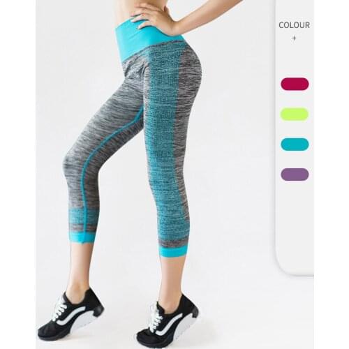 Womens yoga fitness cropped trousers sports running training short stretch tight-fitting quick-drying cropped trousers 5081