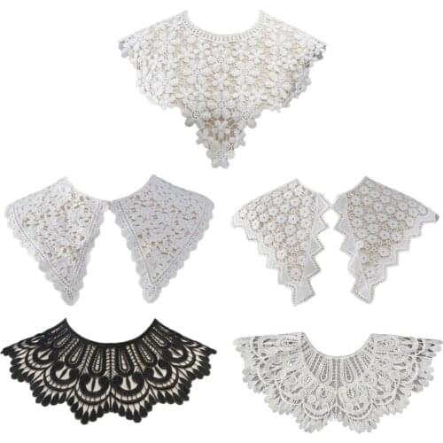 Women Hollow Out Floral Lace DIY Fake Collar Necklace Wedding Bride Half Shirt Shawl Wrap Decorative Shrug Mini Capelet
