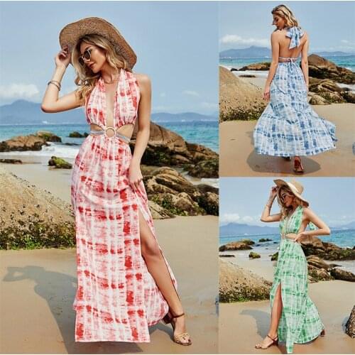Bohemian Sleeveless Maxi Dress Women Ethnic Floral Print Beach Party Dress Lady Summer Street Wear Sexy Clothing Plus Size Robe