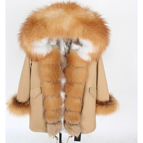 7XL Women Winter Real Fur Coat Long Parka Rabbit fur Lining Hooded Parka Large Raccoon Fur Collar Warm Coats detachable