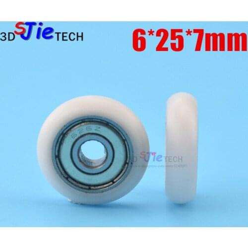 1pcs 6*25*7mm R type ball bakelite bearing pulley wrapped plastic POM wheel 3D printer track roller cam 626zz