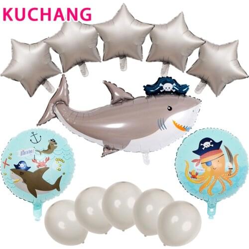 1pc Marine Life Pirate Shark Shape Aluminum Balloons kids boy Inflatable Toys Animal theme Baby Shower Birthday party Decor