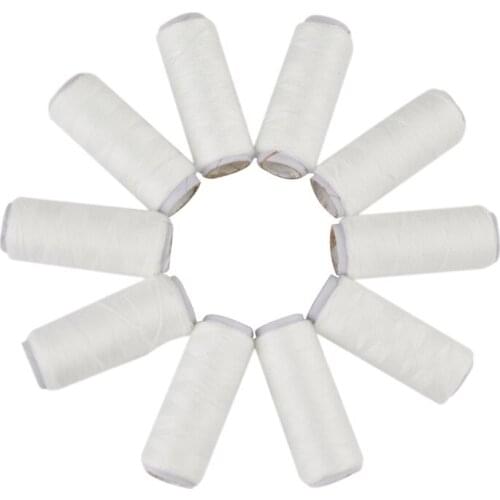 10pcs White Sewing Thread Polyester For Clothing Fabric Thread Set Strong Durable Sewing Threads For Hand Machines Accessories