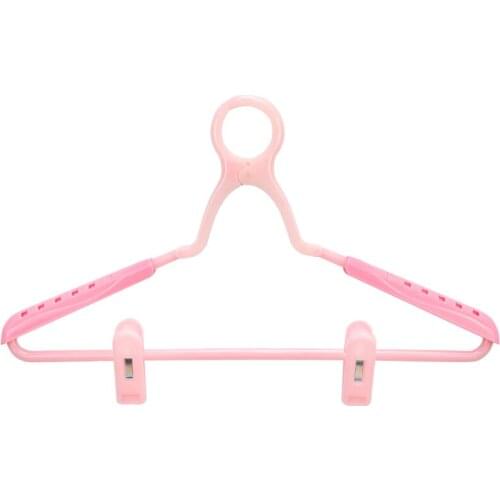 10 pcs/lot Plastic Clothes Hangers with Wind-proof Hooks Size Adjustable Pants Rack Anti-skid Shoulder Seamless Clothing Hanging