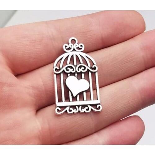 15pcs/lot--33x20mm, Antique silver plated birdcage charms, DIY supplies,Jewelry accessories