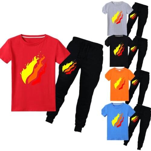 2020 Cartoon Print PRESTONplayz Cotton T-shirt Trousers Sports Casual Home Fashion Boys Girls Childrens Day Party Sets