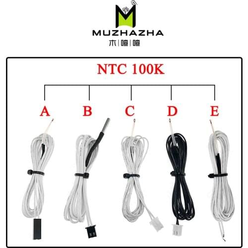 5pcs 3D Pringter 100K ohm NTC 3950 Thermistors Sensors with Cable 3D Printers Parts For Reprap Mend Part Temperature Accessories