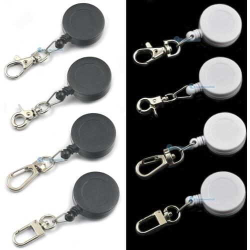 5 Pcs / Lot Black White Retractable Reels Badge Clips ID Card Holder Swivel Snap Buckles Hook Keychain Clasps